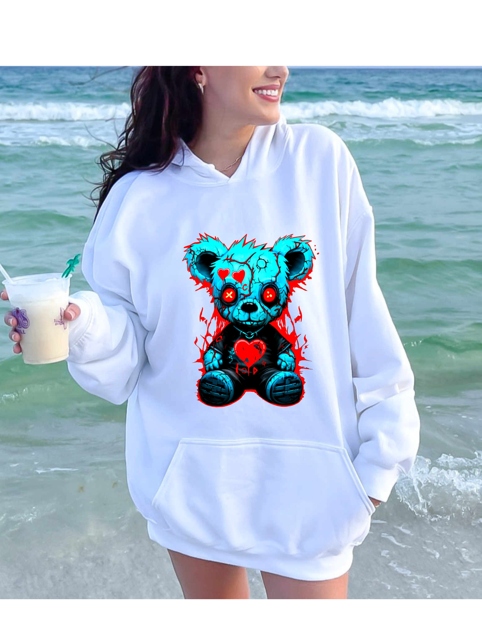 HUSTL3R bear blk hoodie
